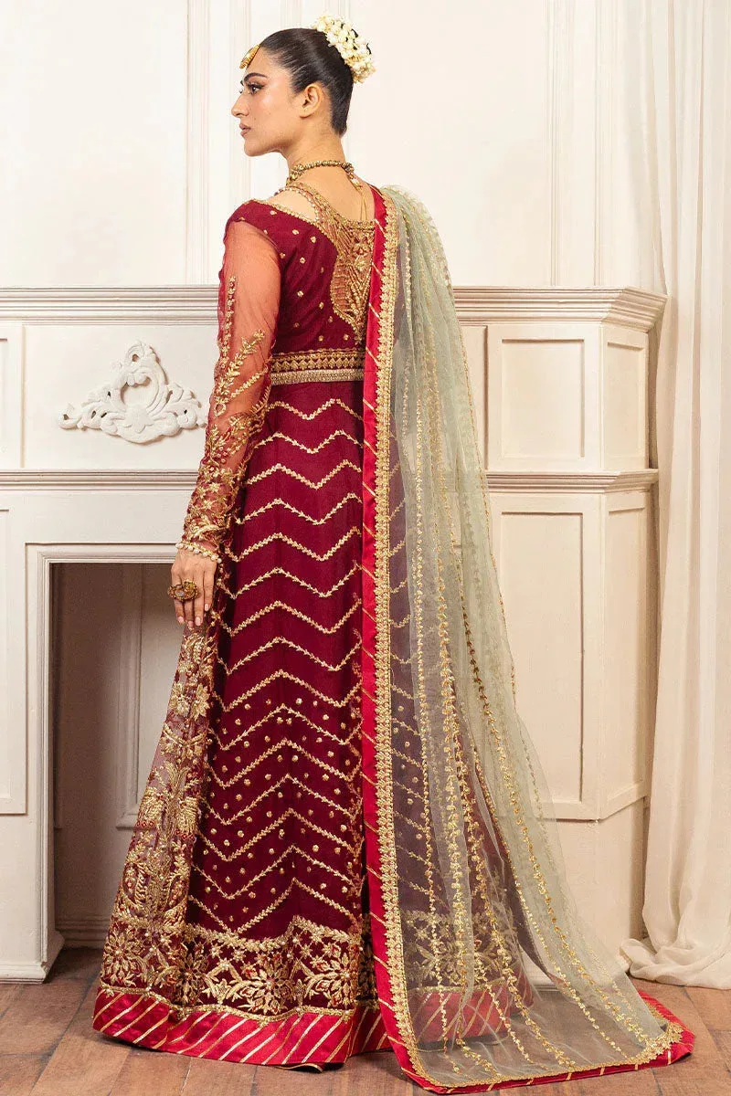 Mushq Hemline Aura Debut Wedding Formals Maroon Raw Silk – view 2 – Poshaq