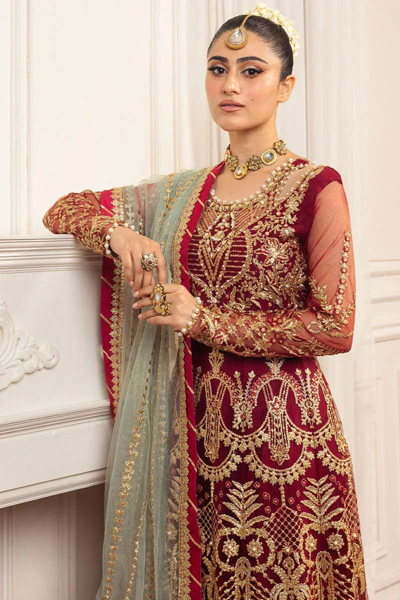 Mushq Hemline Aura Debut Wedding Formals Maroon Raw Silk – view 4 – Poshaq