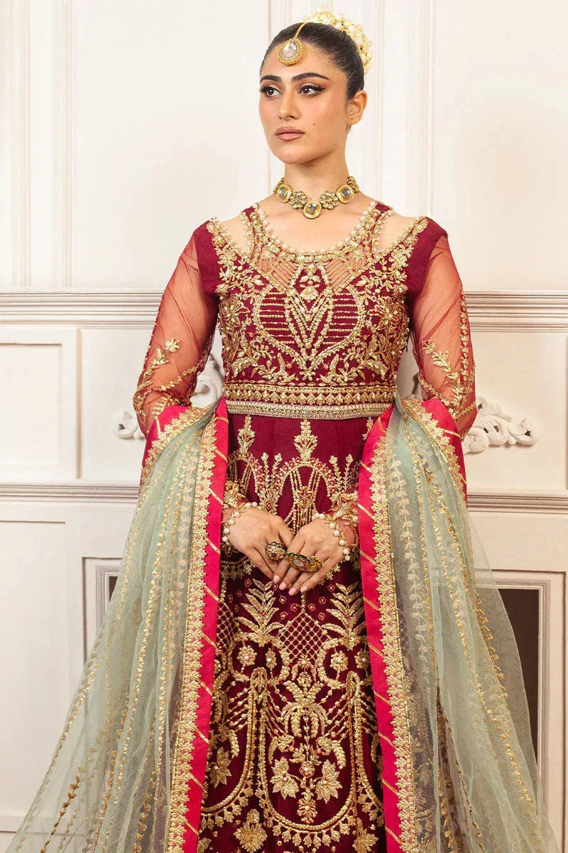 Mushq Hemline Aura Debut Wedding Formals Maroon Raw Silk – view 5 – Poshaq
