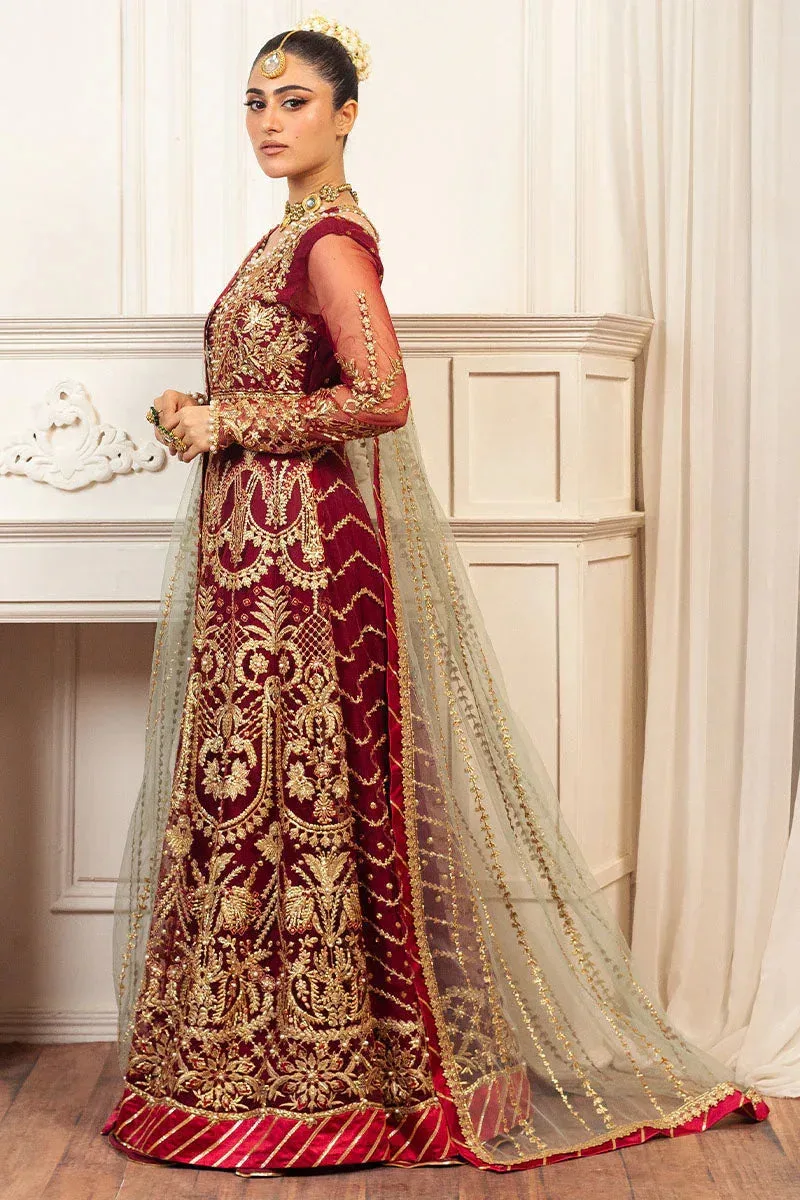 Mushq Hemline Aura Debut Wedding Formals Maroon Raw Silk – view 6 – Poshaq