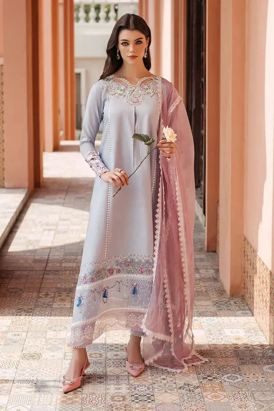 Mushq Tehreem Luxury Pret 24 Blue Cotton – view 1 – Poshaq
