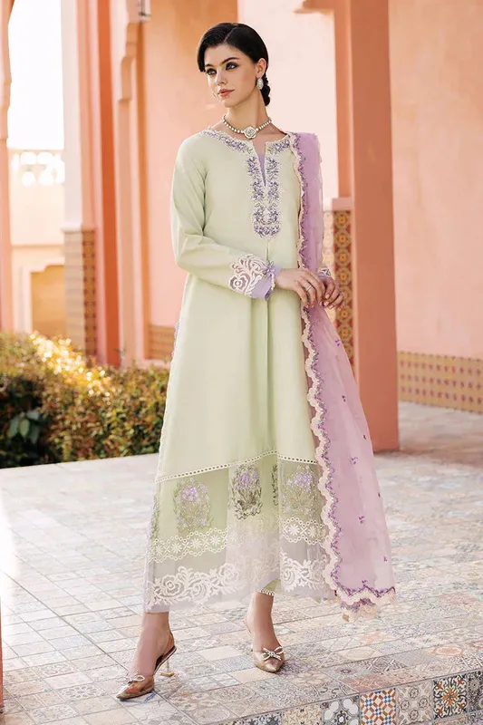 Mushq Tehreem Luxury Pret 24 Green Cotton – view 1 – Poshaq