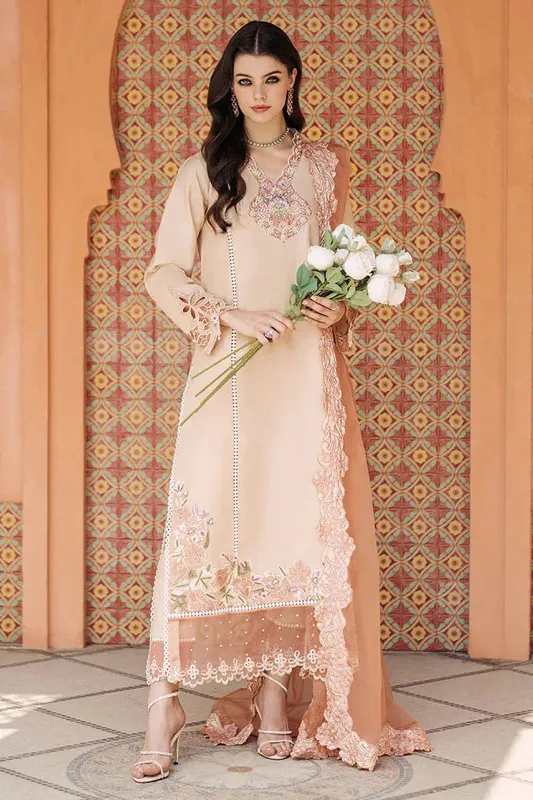 Mushq Tehreem Luxury Pret 24 Peach Cotton – view 1 – Poshaq
