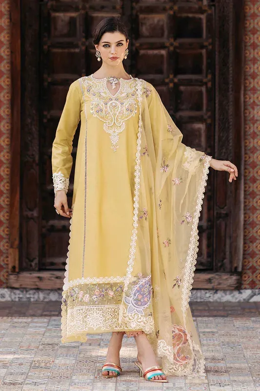 Mushq Tehreem Luxury Pret 24 Mustard Raw Silk – view 1 – Poshaq