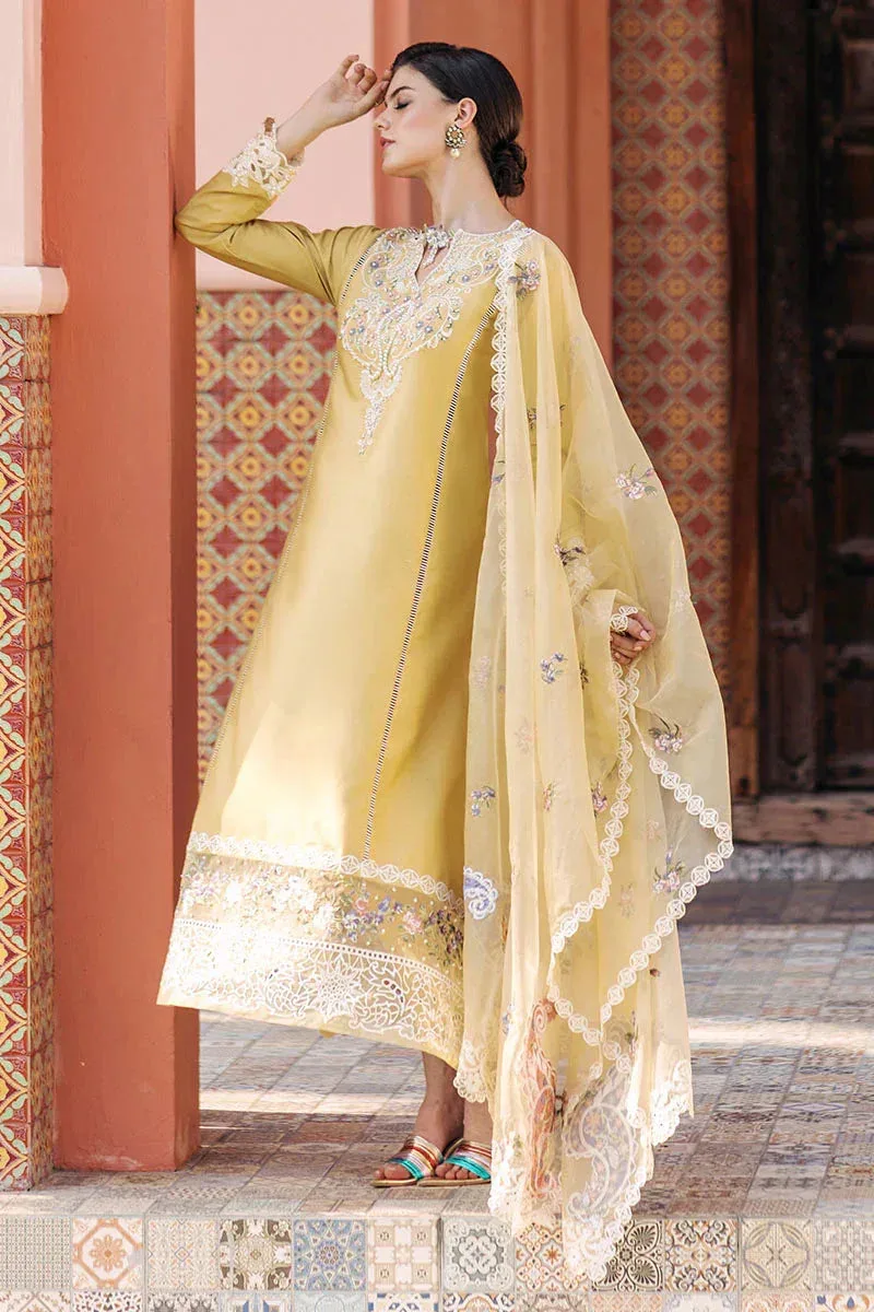 Mushq Tehreem Luxury Pret 24 Mustard Raw Silk – view 4 – Poshaq