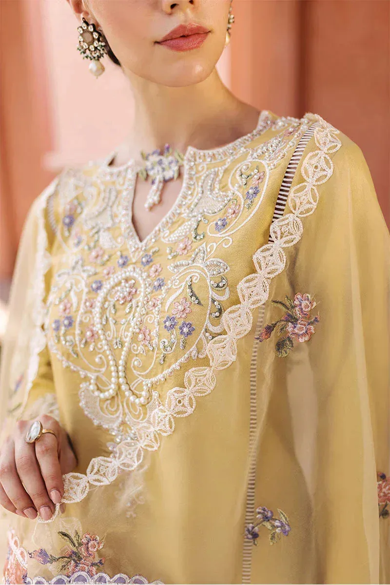 Mushq Tehreem Luxury Pret 24 Mustard Raw Silk – view 6 – Poshaq