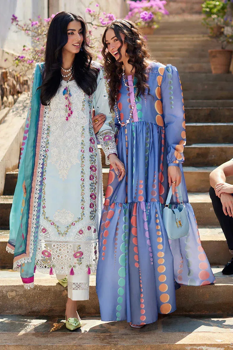 Mushq Te Amo Luxury Lawn 24 Blue Organza – view 6 – Poshaq