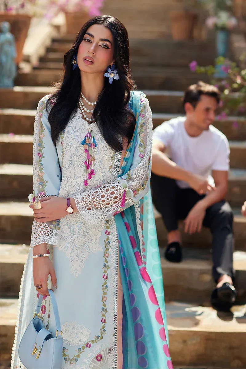 Mushq Te Amo Luxury Lawn 24 Blue Organza – view 7 – Poshaq