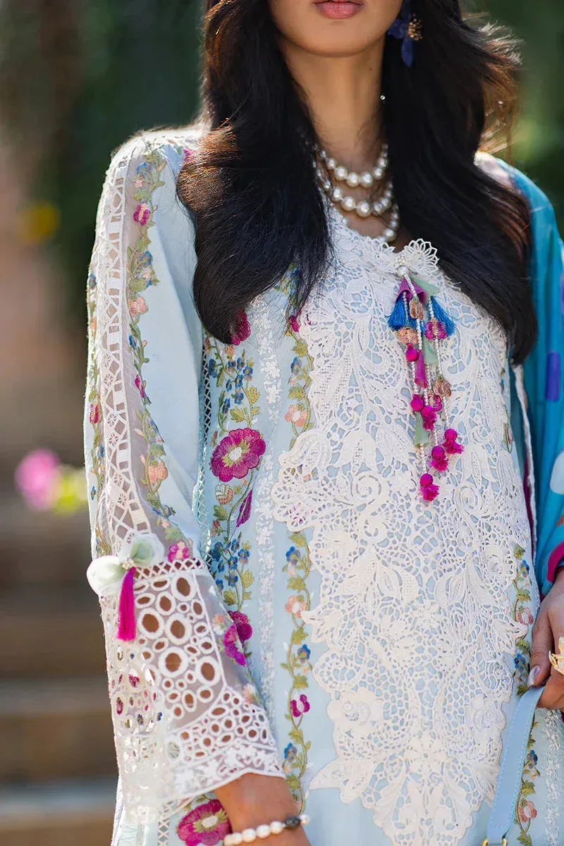 Mushq Te Amo Luxury Lawn 24 Blue Organza – view 8 – Poshaq