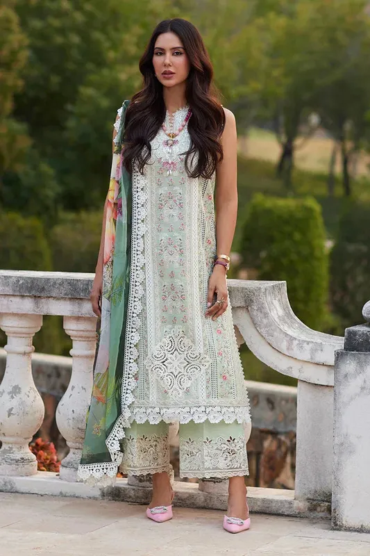 Mushq Te Amo Luxury Lawn 24 Green Organza – view 1 – Poshaq