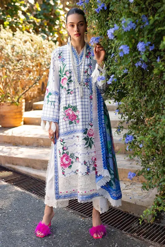 Mushq Te Amo Luxury Lawn 24 White Organza – view 1 – Poshaq