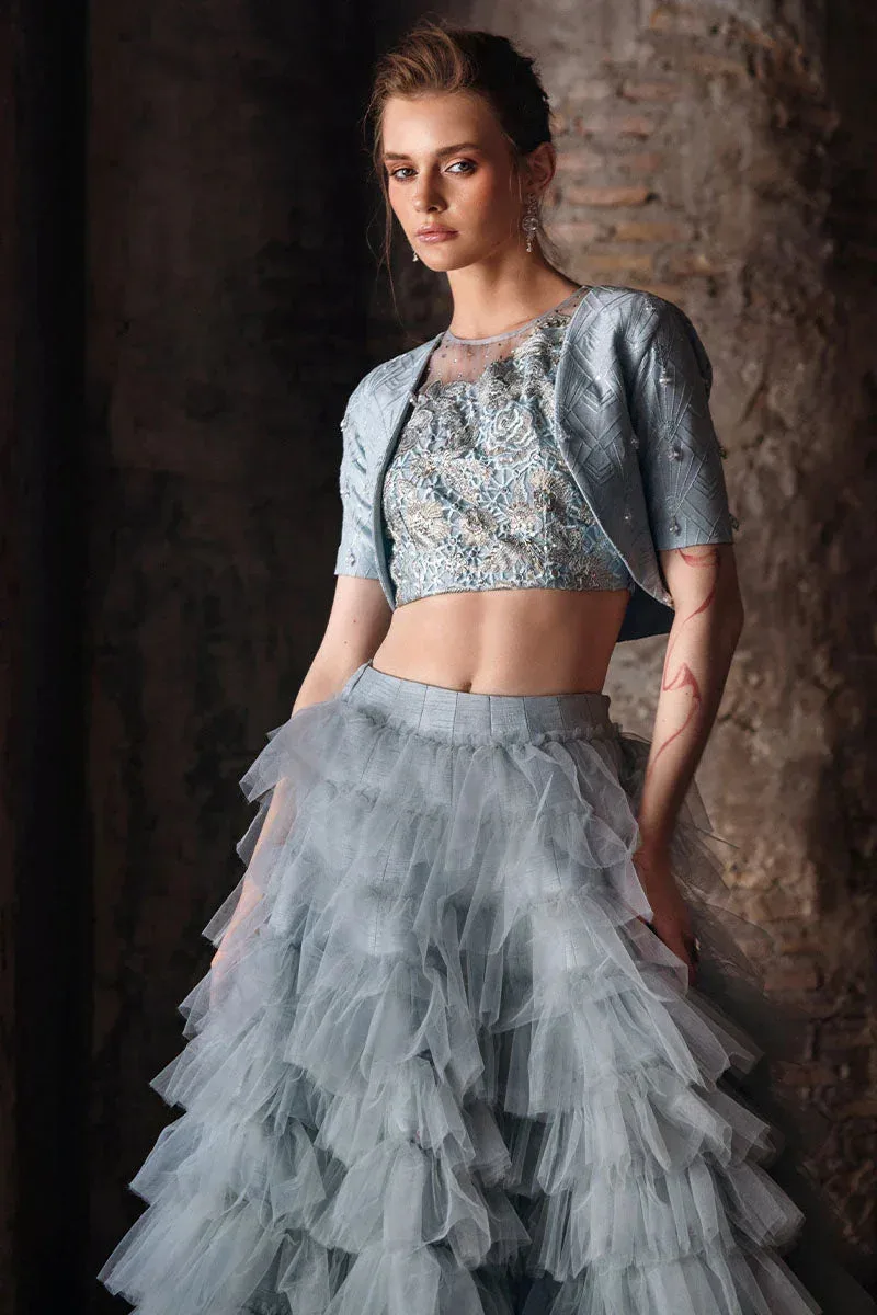 Mushq Fusion Pret Blue Raw Silk – view 3 – Poshaq