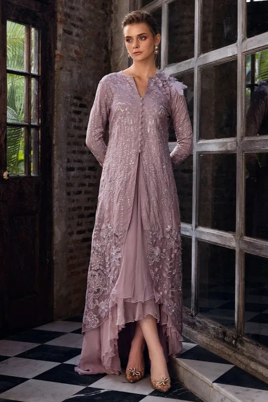 Mushq Fusion Pret Lilac Raw Silk – view 1 – Poshaq