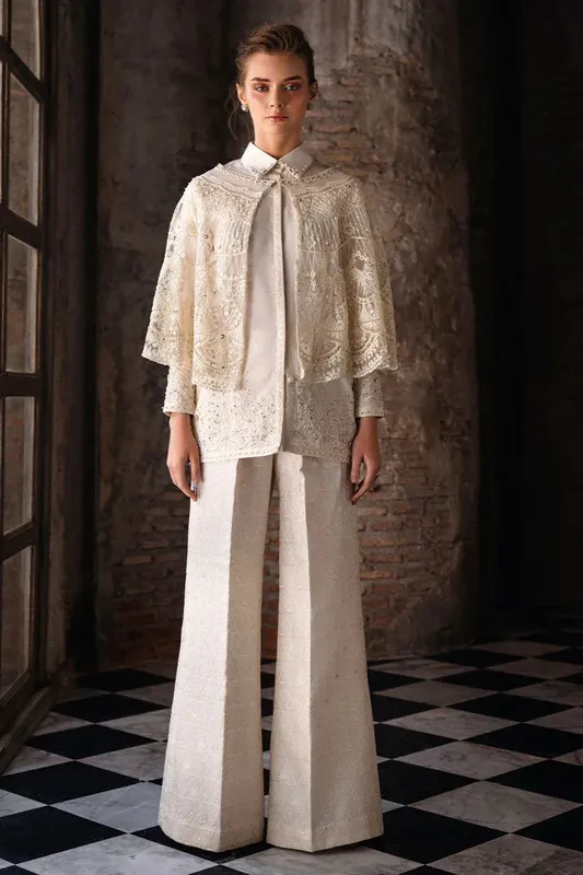Mushq Fusion Pret Ivory Raw Silk – view 1 – Poshaq