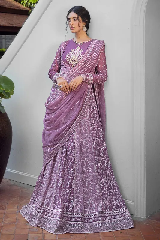 Mushq Roohi Luxury Collection Lavender Cotton Silk – view 1 – Poshaq