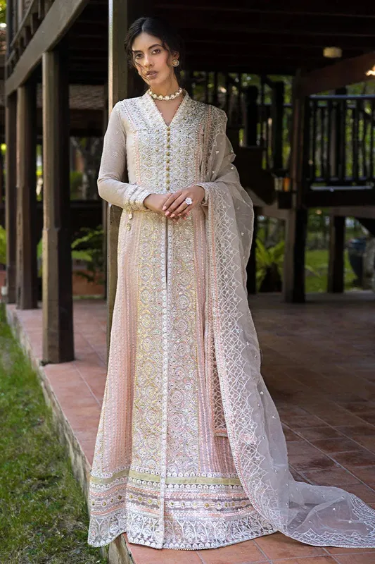 Mushq Roohi Luxury Collection Peach Cotton Silk – view 1 – Poshaq