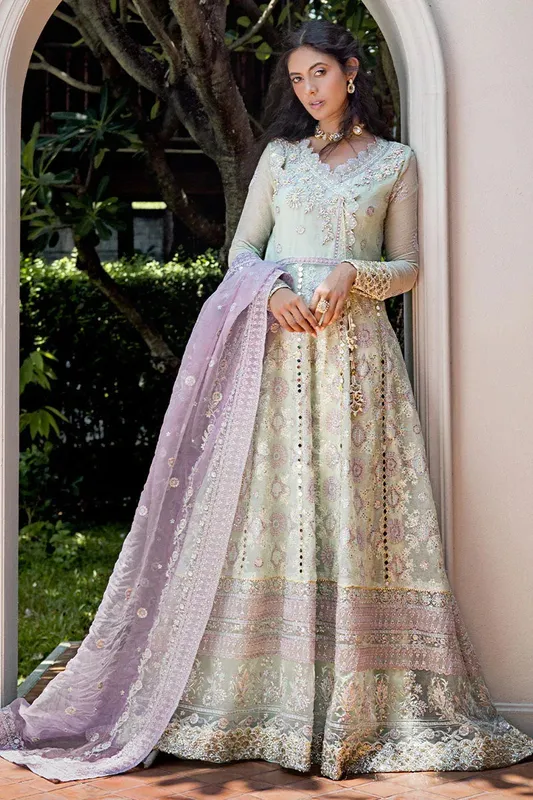 Mushq Roohi Luxury Collection Green Raw Silk – view 1 – Poshaq