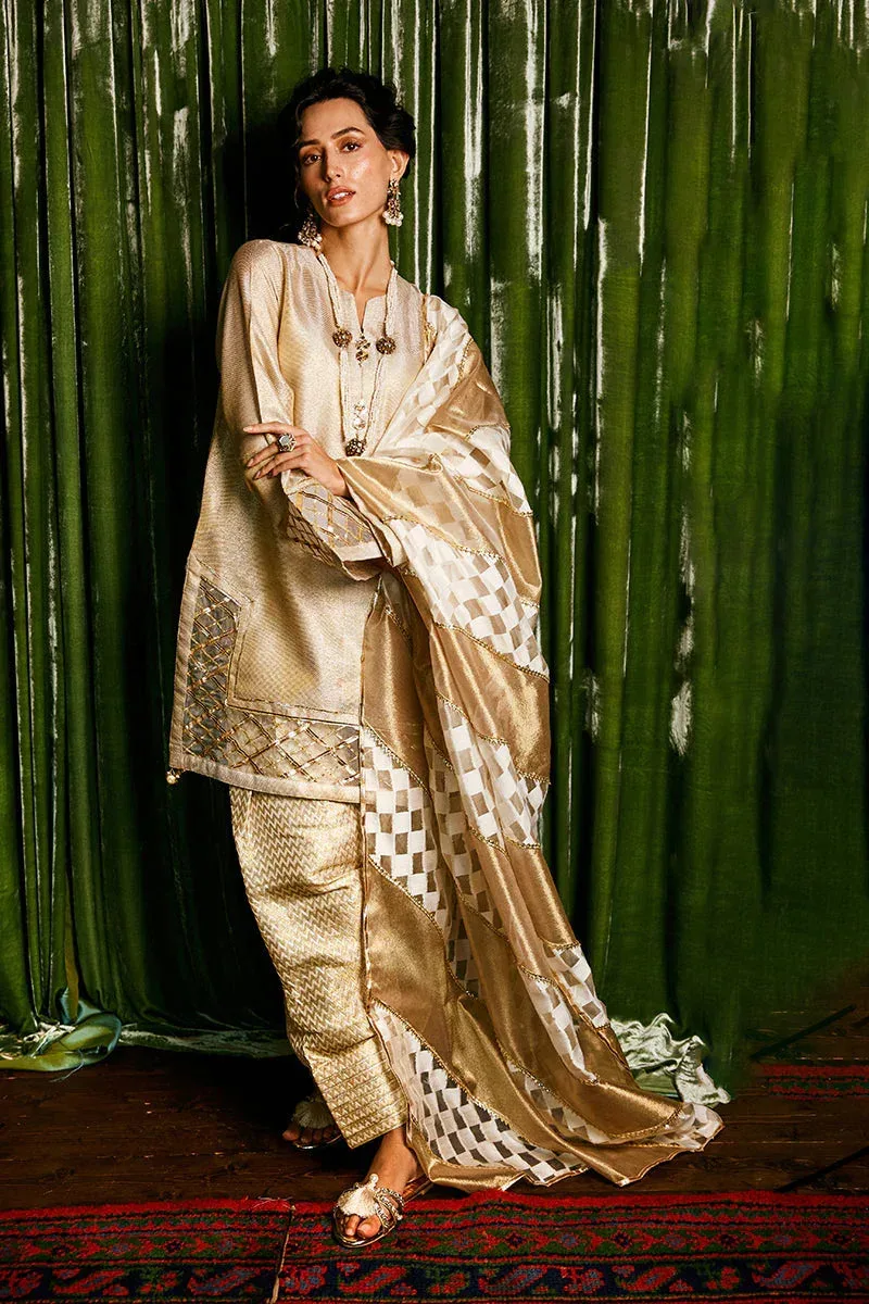 Basanti embroidered outfit in festive style with intricate detailing – view 2 – Poshaq
