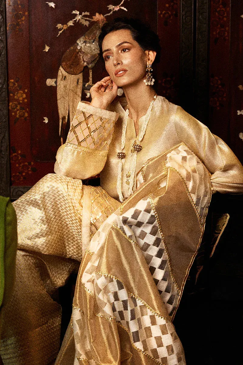 Basanti embroidered outfit in festive style with intricate detailing – view 3 – Poshaq
