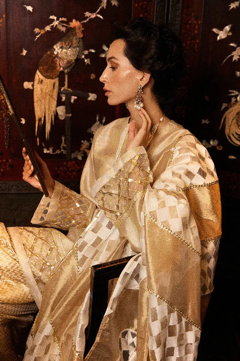 Basanti embroidered outfit in festive style with intricate detailing – view 4 – Poshaq
