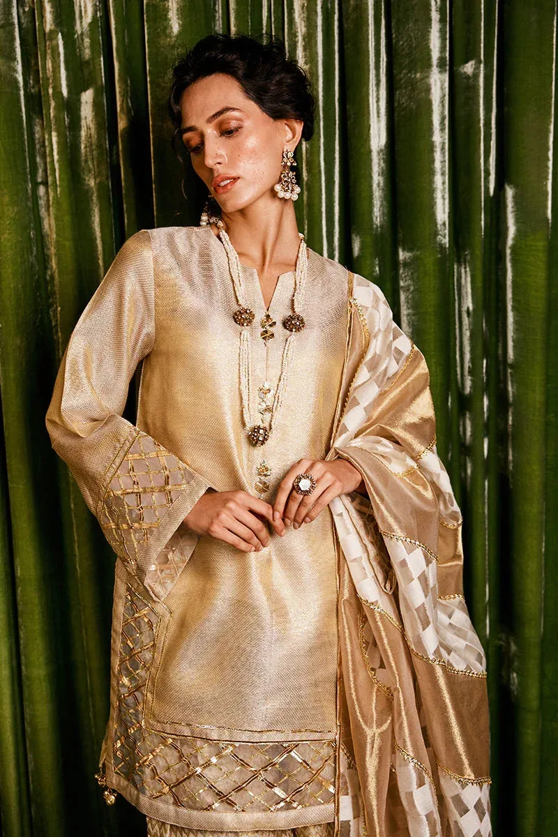 Basanti embroidered outfit in festive style with intricate detailing – view 6 – Poshaq