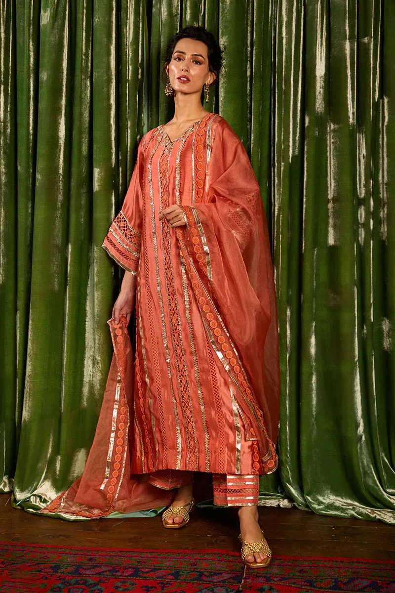 Rajputani Rani gota work ensemble in traditional design – view 2 – Poshaq