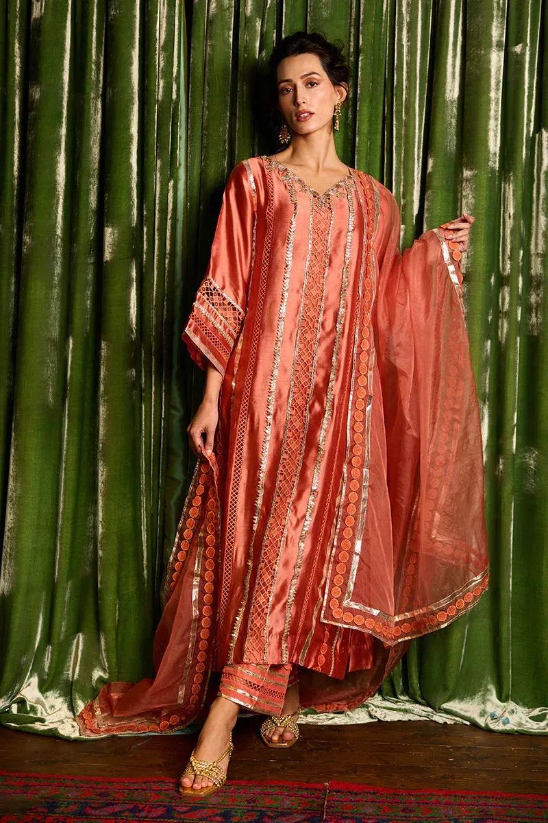 Rajputani Rani gota work ensemble in traditional design – view 3 – Poshaq