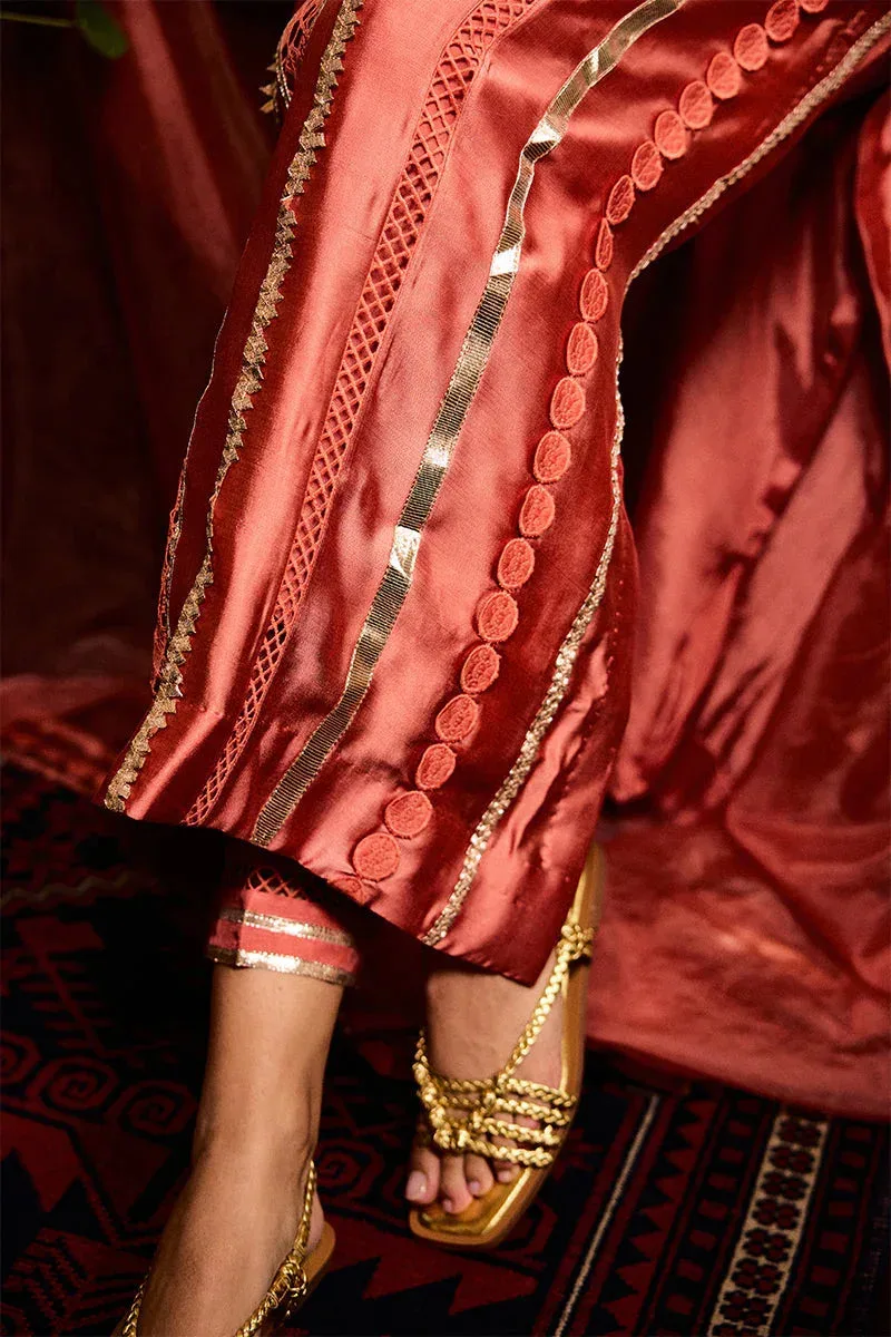 Rajputani Rani gota work ensemble in traditional design – view 5 – Poshaq