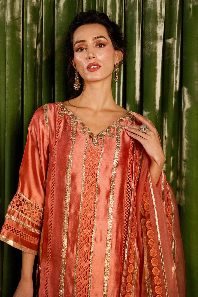 Rajputani Rani gota work ensemble in traditional design – view 7 – Poshaq