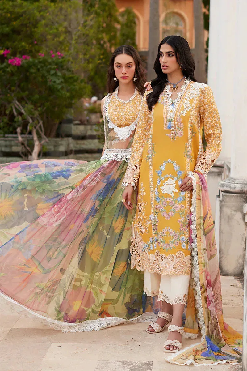 Mushq Te Amo Luxury Lawn 24 Mustard Organza – view 1 – Poshaq