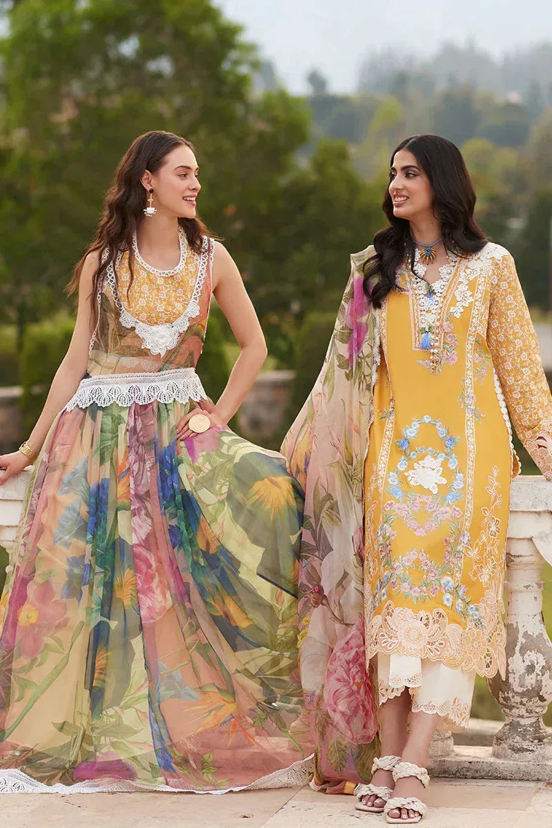 Mushq Te Amo Luxury Lawn 24 Mustard Organza – view 2 – Poshaq