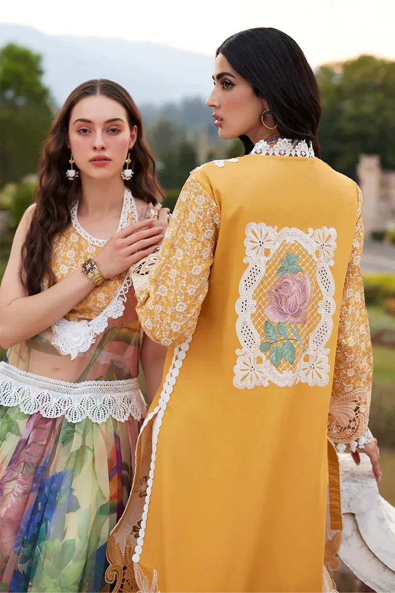 Mushq Te Amo Luxury Lawn 24 Mustard Organza – view 3 – Poshaq