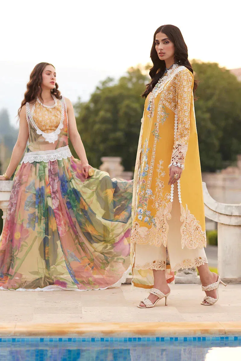 Mushq Te Amo Luxury Lawn 24 Mustard Organza – view 4 – Poshaq