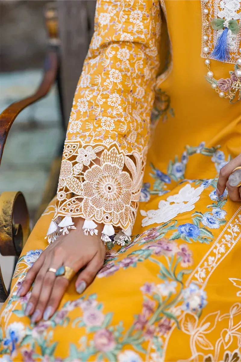 Mushq Te Amo Luxury Lawn 24 Mustard Organza – view 5 – Poshaq