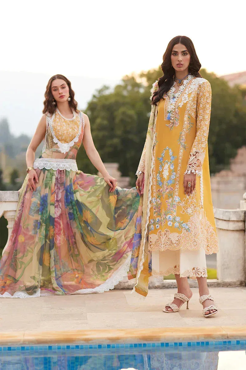 Mushq Te Amo Luxury Lawn 24 Mustard Organza – view 8 – Poshaq