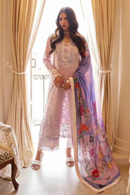 Mushq Te Amo Luxury Lawn 24 Lavender Organza – view 1 – Poshaq