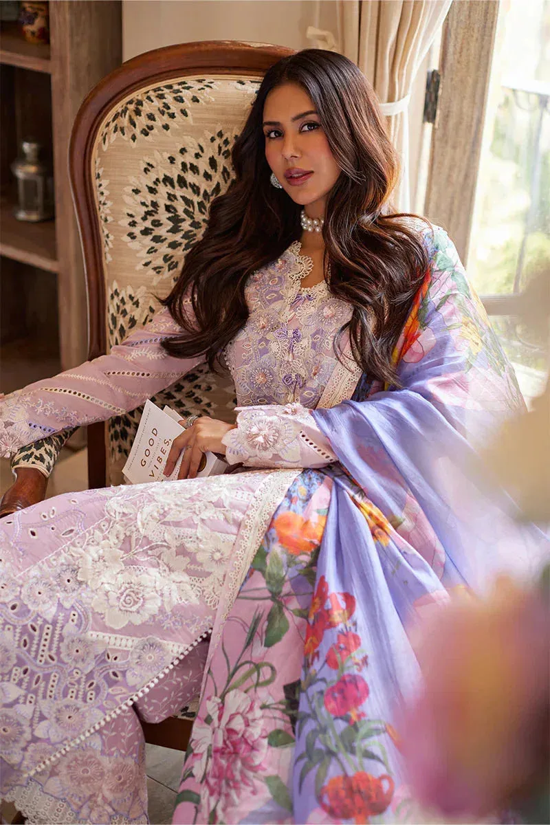 Mushq Te Amo Luxury Lawn 24 Lavender Organza – view 9 – Poshaq
