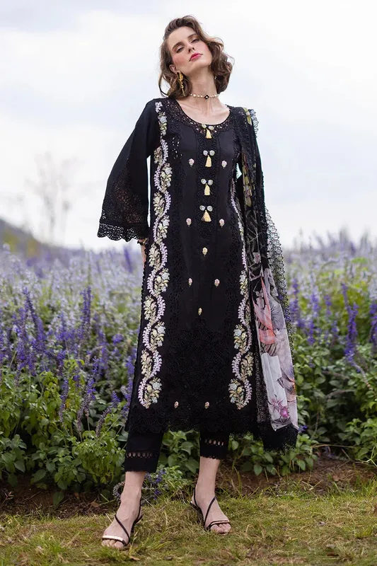 Mushq Hemline The Secret Garden Black Chiffon – view 1 – Poshaq