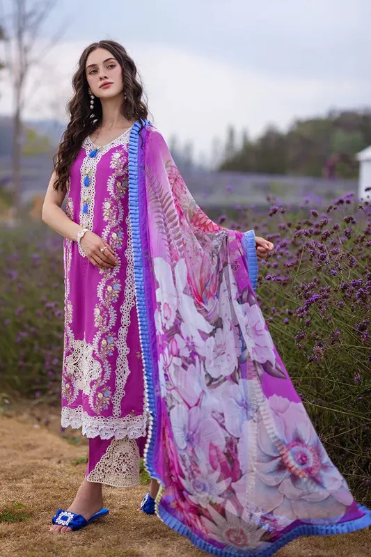 Mushq Hemline The Secret Garden Magenta Chiffon – view 1 – Poshaq