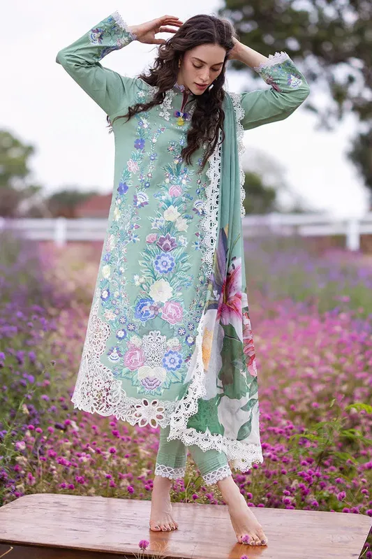 Mushq Hemline The Secret Garden Green Chiffon – view 1 – Poshaq