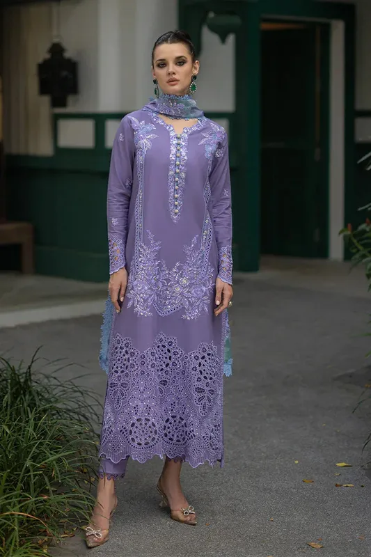 Mushq Orient Express Luxury Lawn Lilac Organza – view 1 – Poshaq