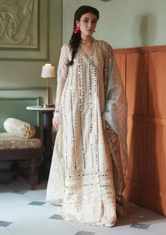 Mushq Qala Kamdaani Beige Cotton Silk – view 1 – Poshaq