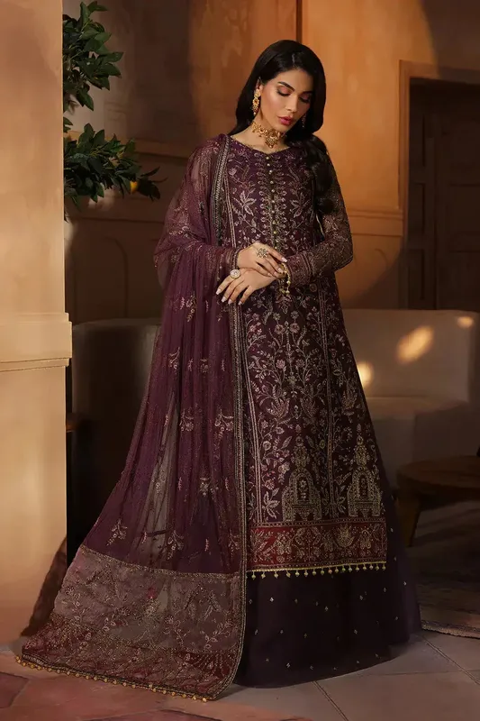 Zarif Nauroz Festive Formals Maroon Raw Silk – view 1 – Poshaq