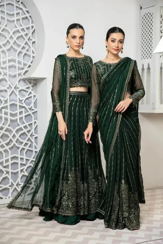 Zarif Pareesia collection 2022 Green Raw Silk – view 1 – Poshaq