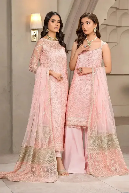 Zarif Falak Formals Pink Raw Silk – view 1 – Poshaq