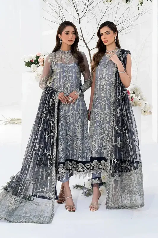 Zarif LA CELESTE LUXURY Formals Blue Raw Silk – view 1 – Poshaq