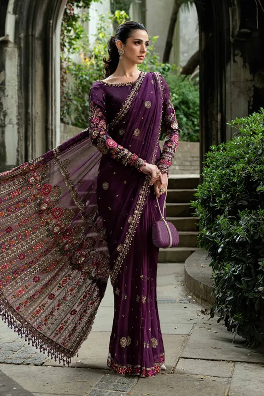 Maria B Plum Raw Silk – view 1 – Poshaq