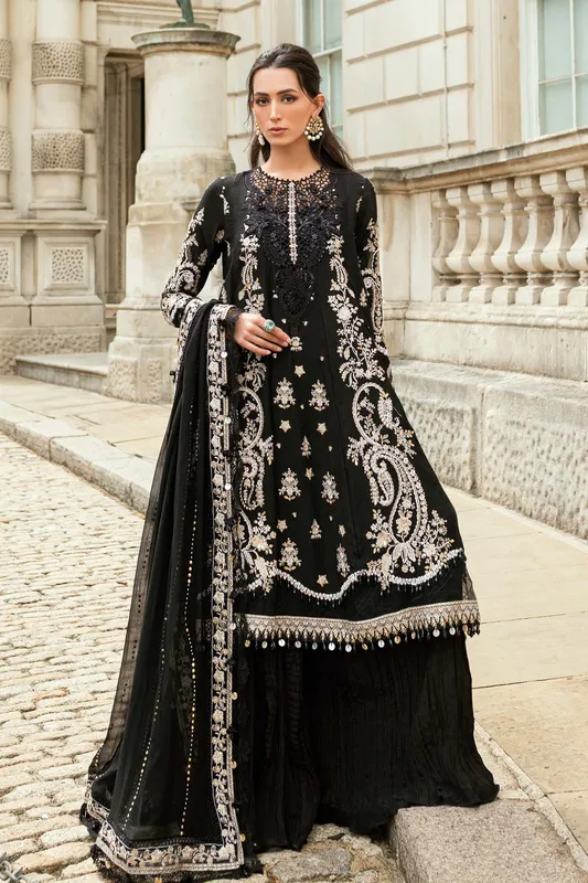 Maria B Black Raw Silk – view 1 – Poshaq