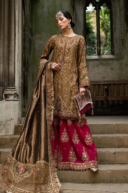 Maria B Brown Raw Silk – view 1 – Poshaq
