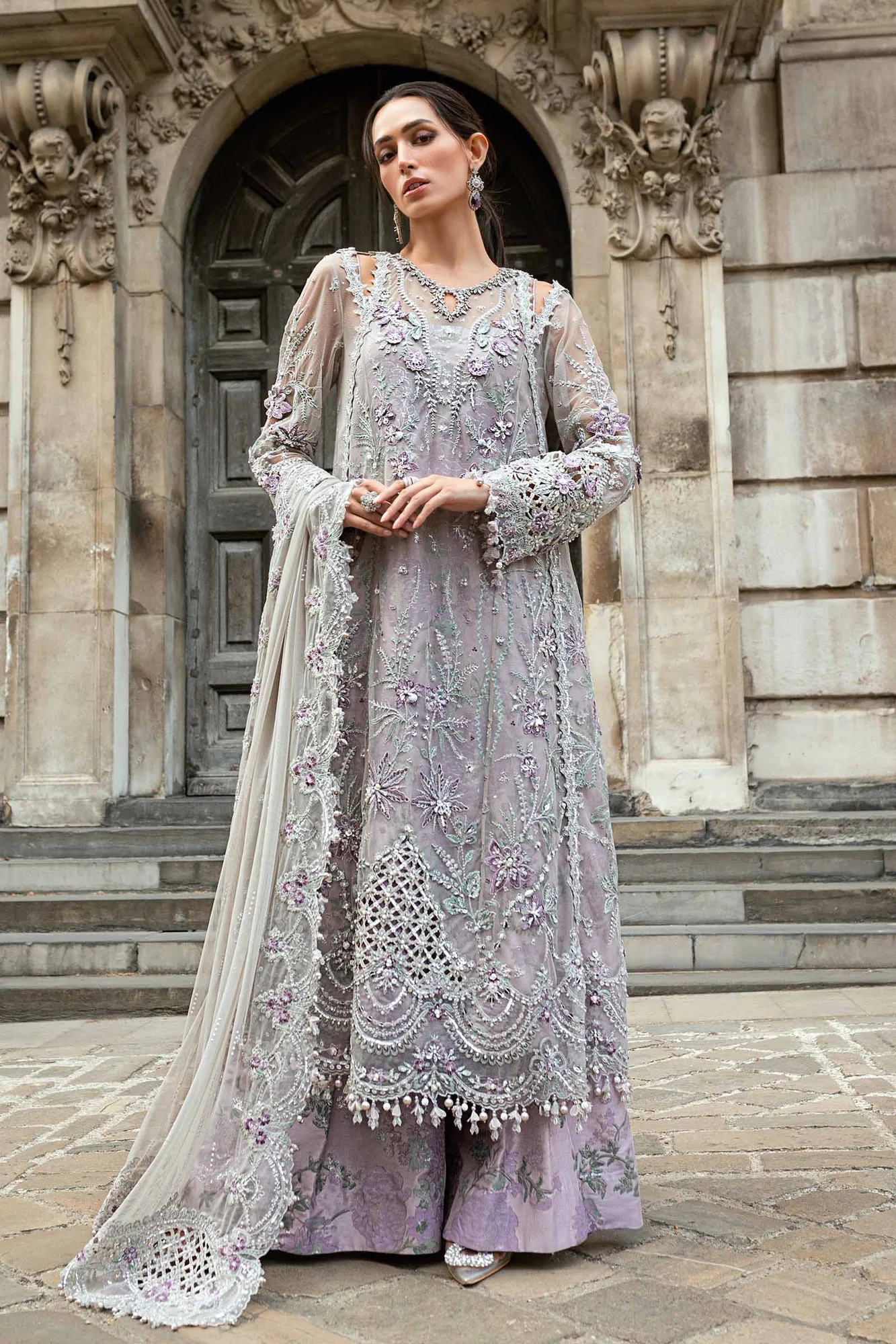 Maria B Grey Raw Silk – view 1 – Poshaq